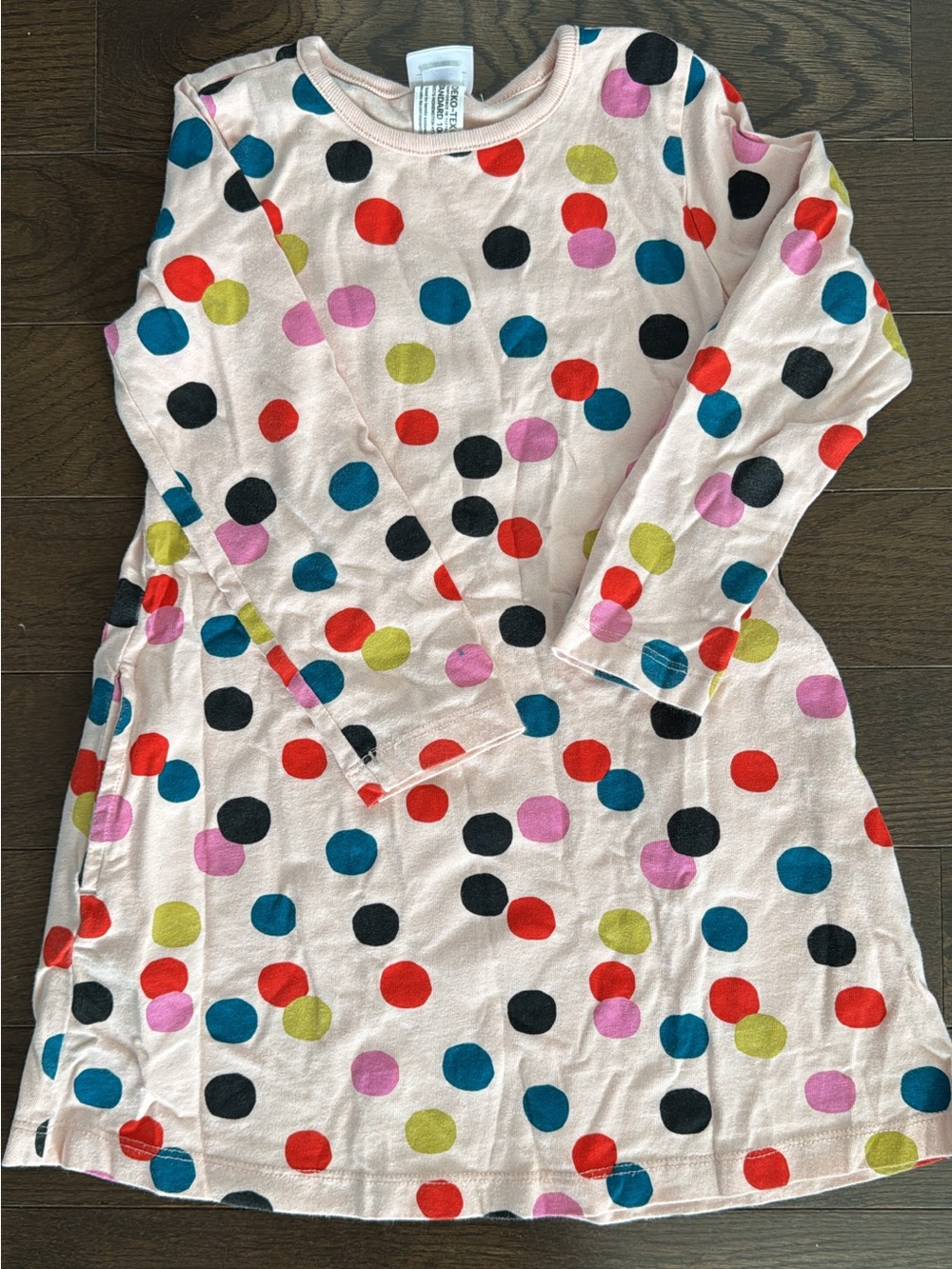 Hanna Andersson Pink Long Sleeve Dress with Multicolor Polka Dots